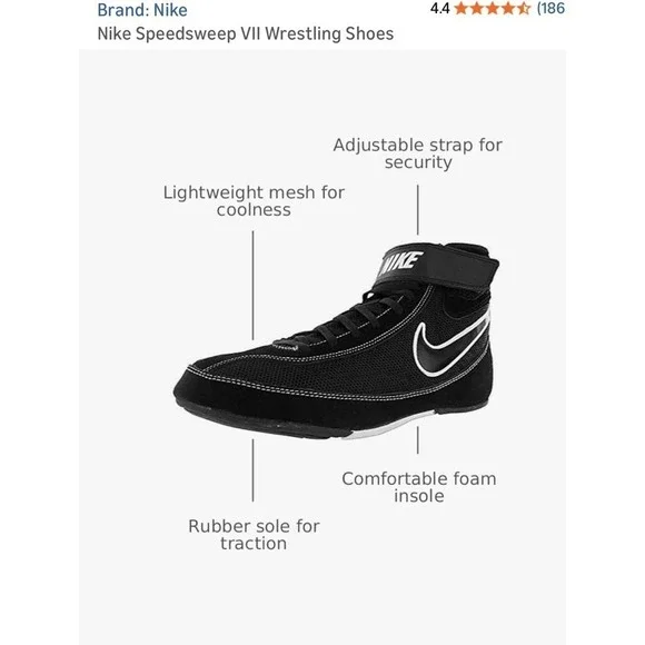 Nike SpeedSweep VII Black White Mens Sz 13 Wrestling Boxing Shoes 366683-001 New - Picture 4 of 4